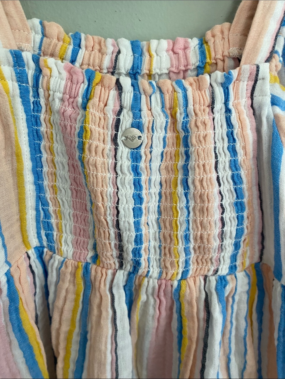 Roxy Girls' Short Sleeve Striped 100% cotton dress Size Small Size 7/8 - Picture 4 of 7